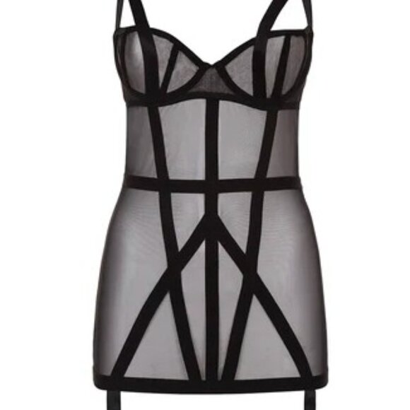 BLUEBELLA Karolina Wired Sheer Basque Lingerie In Black - 34C - NWT - Picture 5 of 13